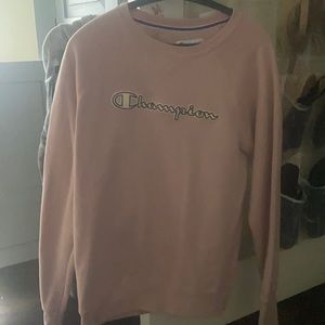 pink champion crewneck. worn once